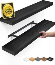 Black Floating Shelves 22.5In, Set of 2, Wall Mounted for Wall Decor  Easy Inst