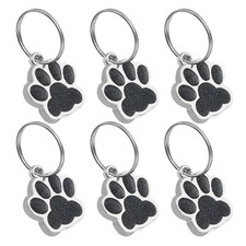 Animal Dog Cat Paw Print Pendants, 6 Pcs Footprint Beads, Black