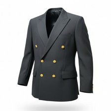 VTG Polo University Ralph Lauren Blazer Mens 46 R Navy Double Breasted Wool USA