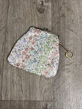 Vintage Floral Coin Purse Kiss Lock Key Ring Multi-Color Bag Pouch G7
