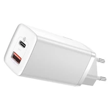 Charger Baseus GaN2 Lite, USB + USB-C, 65W, EU - White