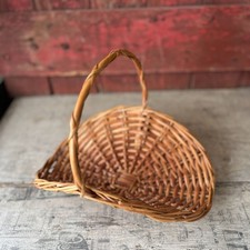 Vintage Woven Wicker Gathering Basket Rustic Farmhouse Decor 13"