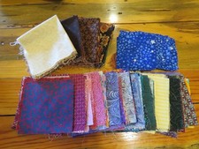 Lot of 110 Cut Fabric Pieces Squares Patterned Cotton 10"x10" 5"x5" 4.25"x4.25"