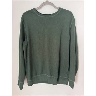 Boston Traders Olive Green Ribbed Pullover Sweatshirt Soft Stretch Crewneck M