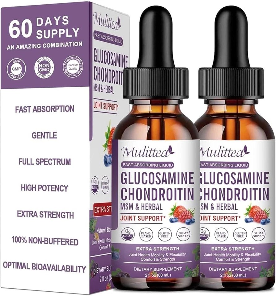 Glucosamina Condroitina MSM Gotas Líquidas Suplemento de Soporte Articular Extra Fuerza Foto 2 de 4