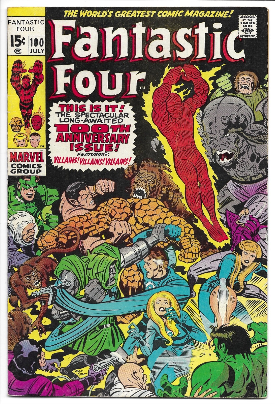 FANTASTIC FOUR #100 FN+ 6.5 SILVER AGE MARVEL! JACK KIRBY! DR. DOOM! SUB-MARINER