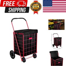 FOLDING SHOPPING CART LINER COVER Rolling Utility Trolley Wheels Basket Hood Bag