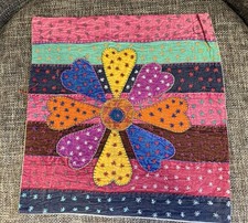 Pillow Case Pink India Tribal Flowers Chakra Patchwork New Cotton Stone Washed