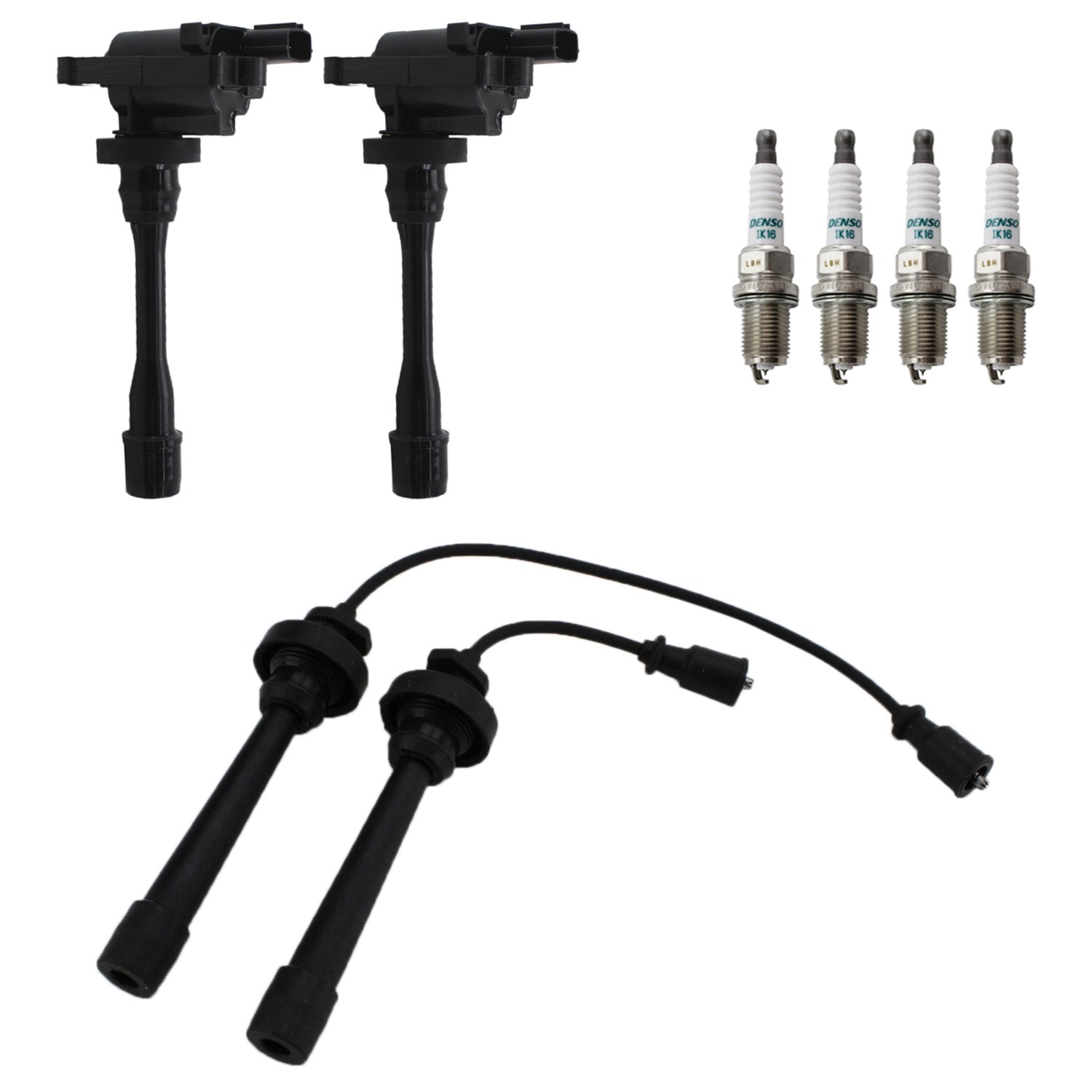Hitachi 2 Ignition Coils Denso 4 Iridium Spark Plug  Wire Set Kit for Mirage L4
