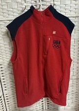 Vtg Team USA Olympic Fleece Vest Men Medium Red Blue Full Zip Team Appparel