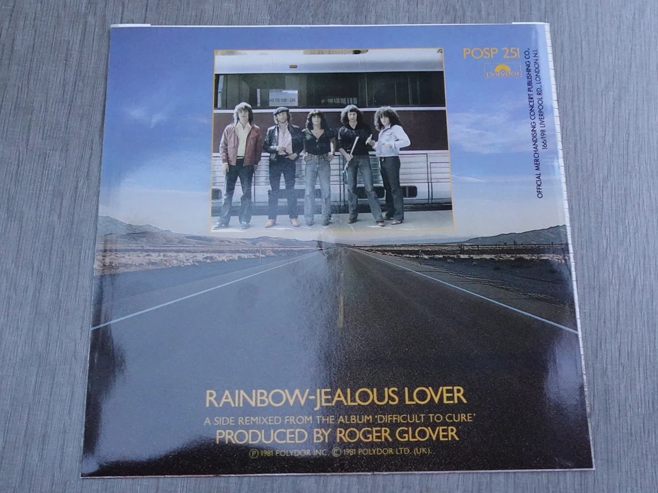 Rainbow CAN'T HAPPEN HERE / JEALOUS LOVER  1981  7" P/S PLAYS MINT HEAR - Image 4 of 4