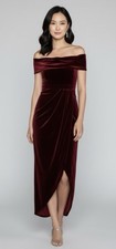 Bhldn Gown Womens Size 4 Wine Edison Velvet Off The Shoulder Black Tie Event