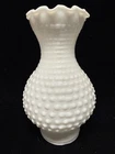 VTG. White milk glass Hobnail hurricane lamp shade Preowned Scalloped