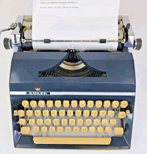 Adler J5 Blue Manual Typewriter With Case, Cleaned, Tested and Working, Vintage thumbnail