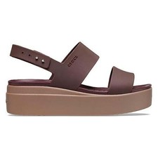 Image of Crocs Brooklyn Low Wedge Womens Slingback Sandals Brown Size UK 4 & UK 5