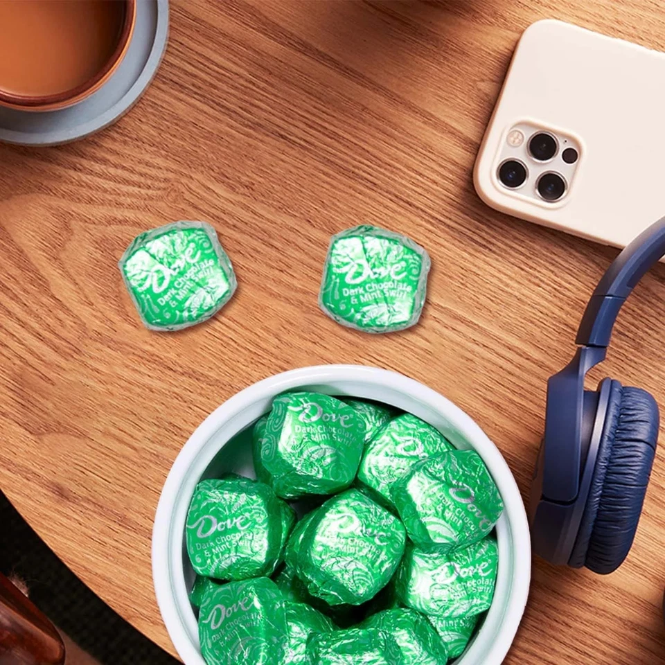 DOVE - DARK CHOCOLATE MINT SWIRL INDIVIDUALLY WRAPPED-LIMITED VALUE BULK BAG NOW - Image 3 of 4