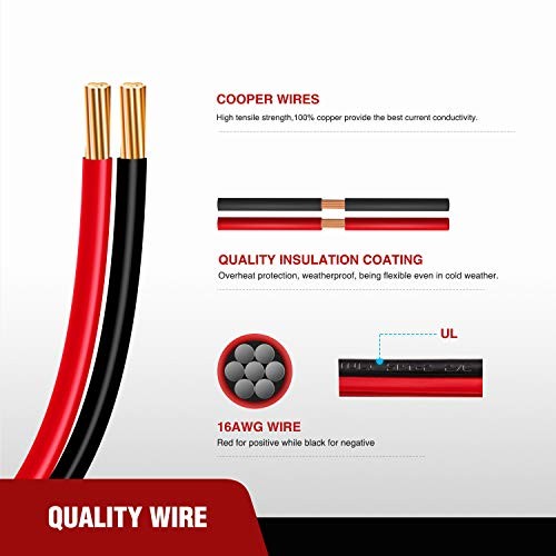  2PCS 12FT SAE to SAE Extension Cable 16AWG 2 Pin 2Pcs 12FT SAE Extension Cable