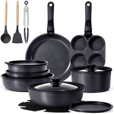 21Pc Nonstick Cookware Set Detachable Handles Oven Safe Induction