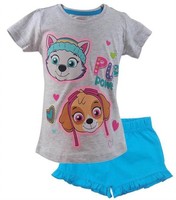 Paw Patrol Shorty Set Pyjama MäDchen Grau TüRkis Skye Everest Schlafanzug Gr.128