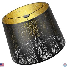 Gothic Drum Lamp Shade - 12x14x10 inches, Black  Bronze Tree Pattern for Lamps