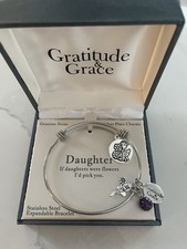 Silver Bracelet with Purple Charm for daughter stainless steel