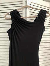 calvin klein sleeveless Jersey sheath Dress angle cut neckline 