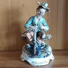 Vintage Capodimonte  Italy  Figurine Old  Man Shooter gun Hunter  30 cm