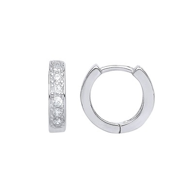 Silver Jewelco London CZ Huggie Hoop Earrings 11mm
