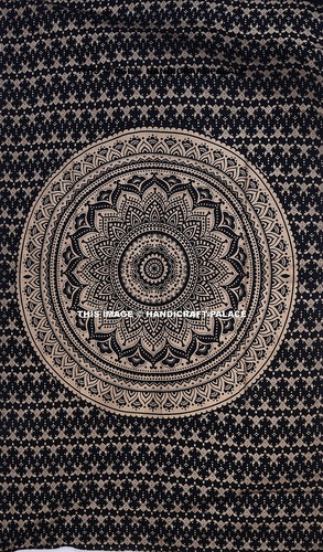 Indian Black & Gold Mandala Comforter Blanket Duvet Quilt Cover With Pillow Case - Picture 2 of 4