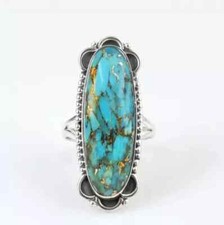 Blue Copper Turquoise 925 Silver Handmade Beautiful Statement Ring All Size R265