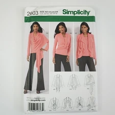 Simplicity 2603 Cardi Knit Top Sewing Pattern Women Stretch Wrap Size XXS-M