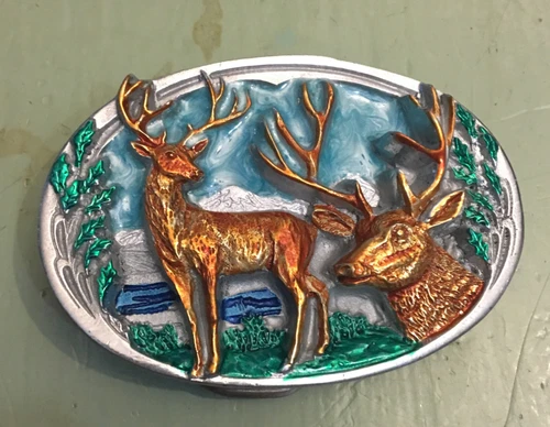 MULE DEER BELT BUCKLE APPROXIMATELY 2 3/4 X 1 7/8