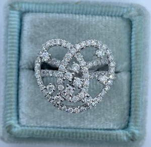 Authentic 2.00Ct Round Cut Real Moissanite Freeform Heart Engagement 14K White Gold Plated