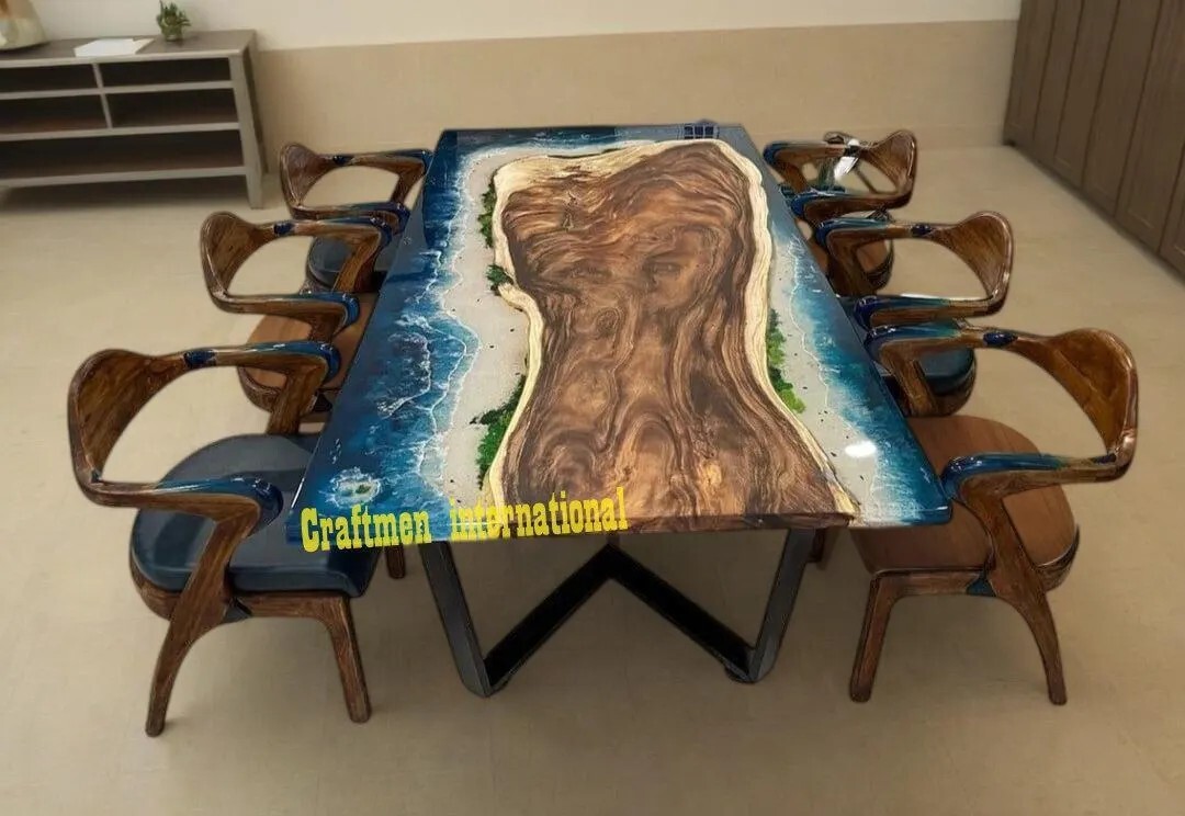 Ocean River Epoxy table, Home decor Furniture, Stunning table top, Artistic Art