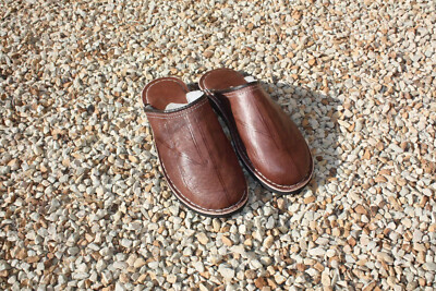 BABOUCHES aus braunem LEDER - Berberherstellung 100% HANDARBEIT - Herren & Damen -