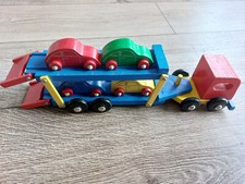 Vintage Kinder Spielzeug Holz Autotransporter...
