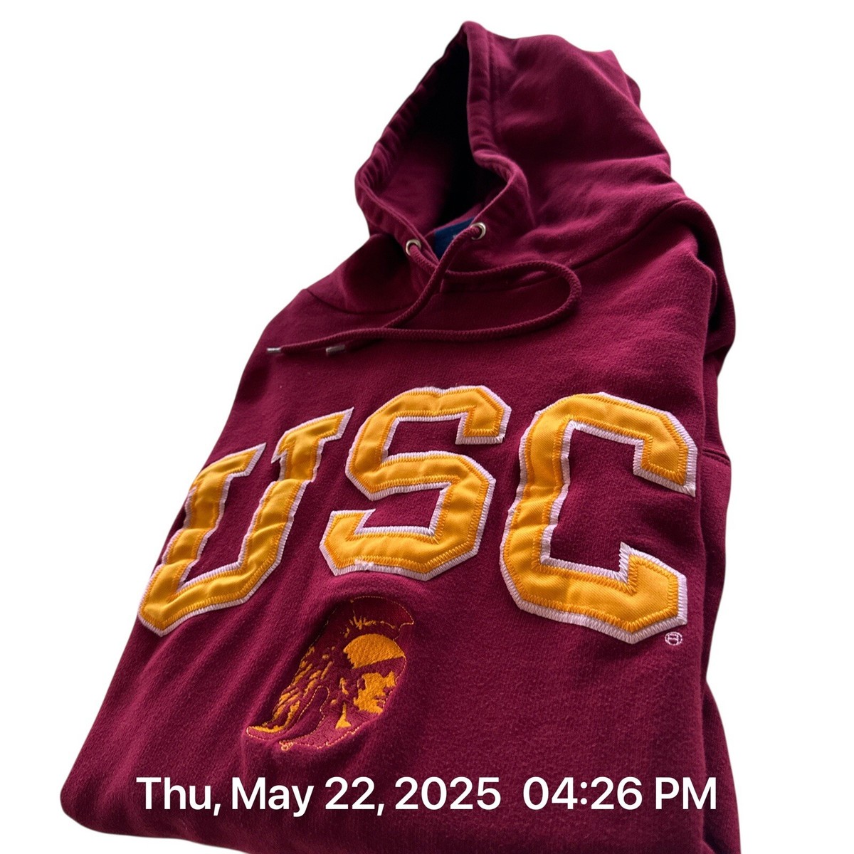USC Trojans Football Hoodie Mens Large Red Pullover Big Logo