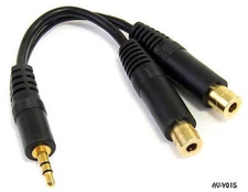 6in 3.5mm Male to 2x 3.5mm Female Stereo Splitter Audio Y Cable, Gold - AV-Y01S