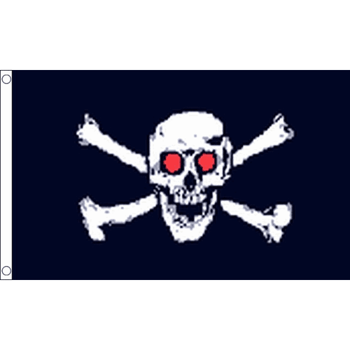 Pirate Skull Red Eyes Flag Table Hand Waving Flags Bunting Scrunchie Displays - Photo 1/28