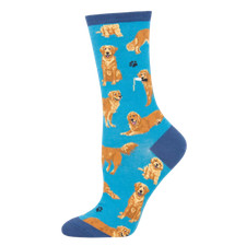 SockSmith Ladies Golden Retriever Blue Crew Sock WNC1878-BLU