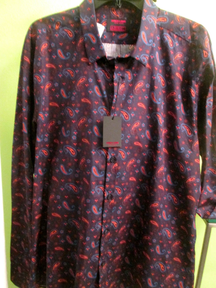 BLACK LABEL JARED LANG-ABSTRACT AUTUMN PAISLEY SHIRT-$225-2XL - Image 3 of 4