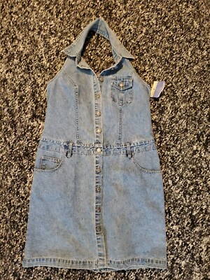 NEW Vintage Faded Glory Halter Top Denim Jean Dress Missy Size 11/12 W/ Tag  Y2k | eBay
