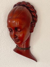 Achatit Wandmaske wunderschönes Frauengesicht Handarbeit Hans Schirmer Vintage