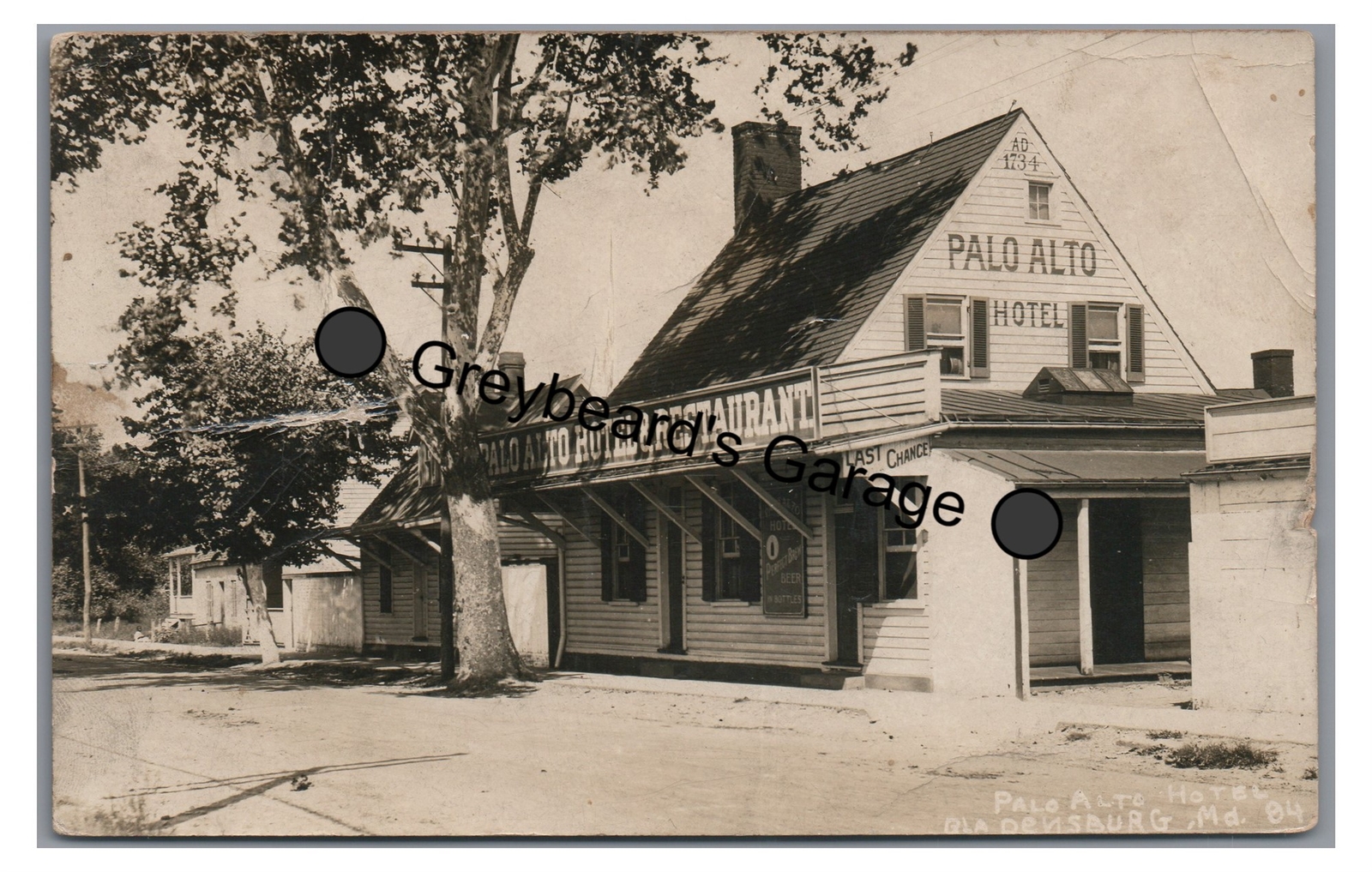 RPPC Palo Alto Hotel BLADENSBURG MD Maryland Vintage Real Photo