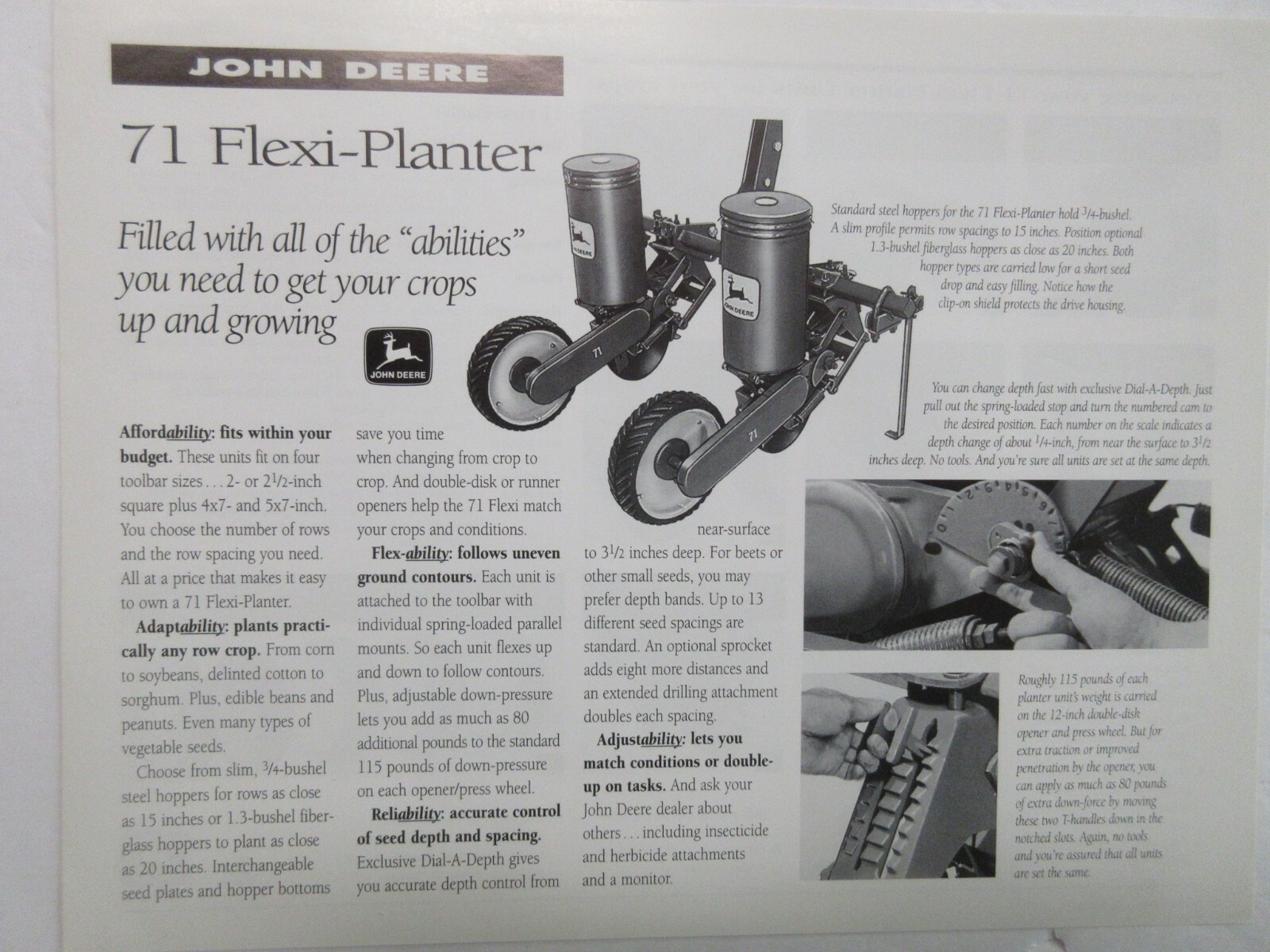 John Deere 71 FlexiPlanter Brochure, 2 Page eBay