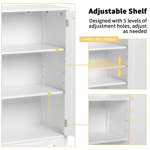 Floor Storage Cabinet with 3 Shelves & 2 Doors 4 Drawer Space Saver Organizer - Picture 9 of 10