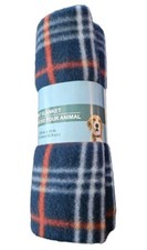 GKC Navy Blue Pet Fleece Throw Crate Blanket Standard 28.5" X 24" Dog Cat Animal