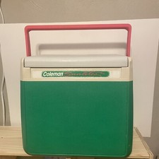 Vintage USA Made 90s Green Pink Coleman Sunlites Flip Top Cooler Model 5218 Rare