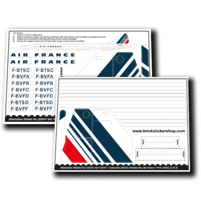BRICKSTICKERSHOP Pegatina Alternativa para Set 10318 - Concorde (Versión 06, Air France - 1976-2003