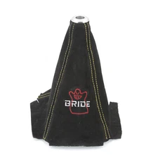 JDM Racing Shift Knob Shifter Boot Cover PVC Black w/ Yellow Stitch MT AT Sport